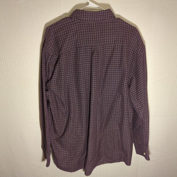 Jos A Bank XL LS Shirt Signature Hong Kong Cotton Plaid Button Down Purple - Picture 4 of 5